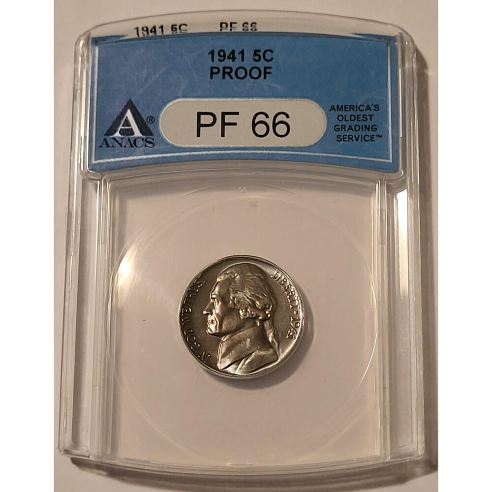 1941 Jefferson Nickel PF66 ANACS Nice Light Toning Low Proof Mintage